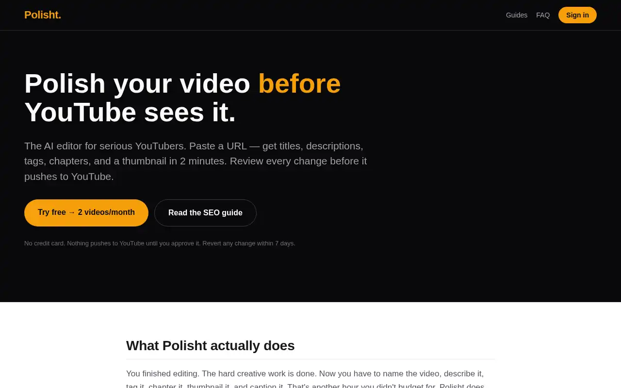 Screenshot of the Polisht web interface